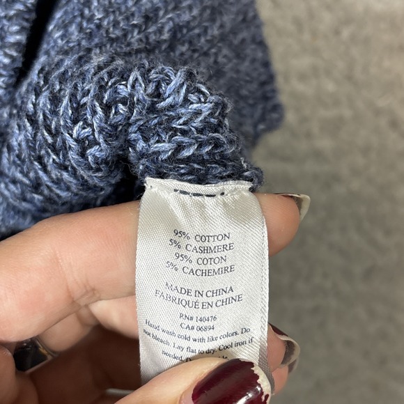 Faherty Marled Shawl Cardigan Men M Blue Cotton Cashmere Preppy Academia Grandpa - Picture 4 of 8